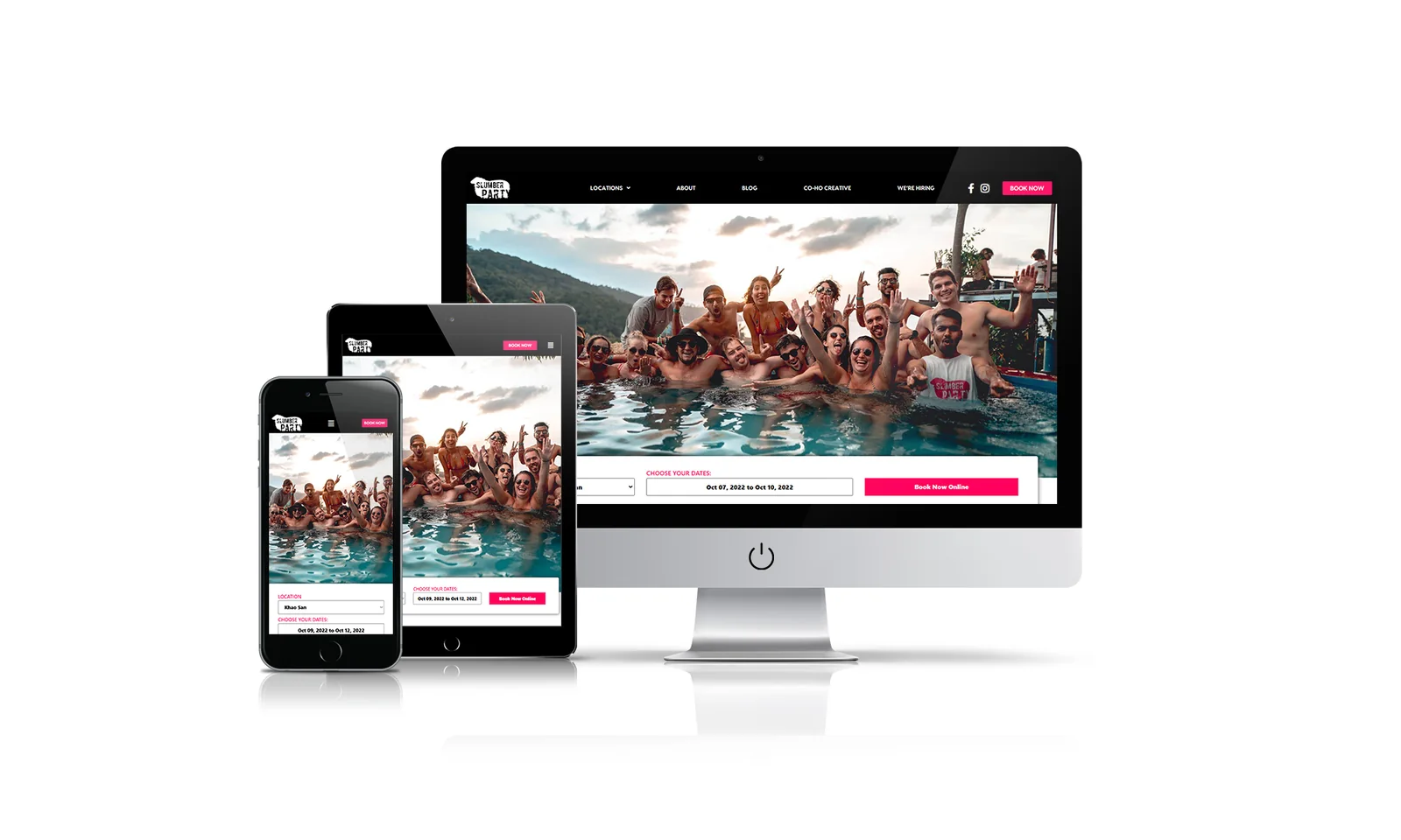 Slumber Party Hostels website preview